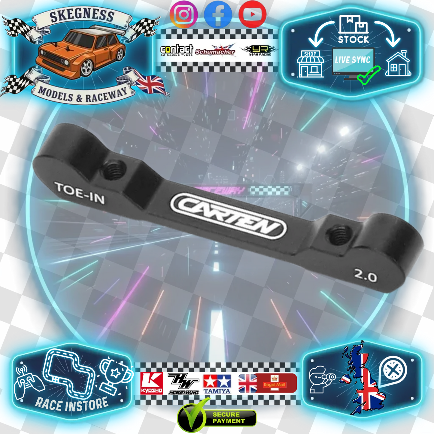 Carten - M210 & T410 - (Hop-up) Alloy Back Rear RR Suspension Hanger NBA338 - 2.0Deg Recommended (1x Needed or use 2.5 Version NBA315)