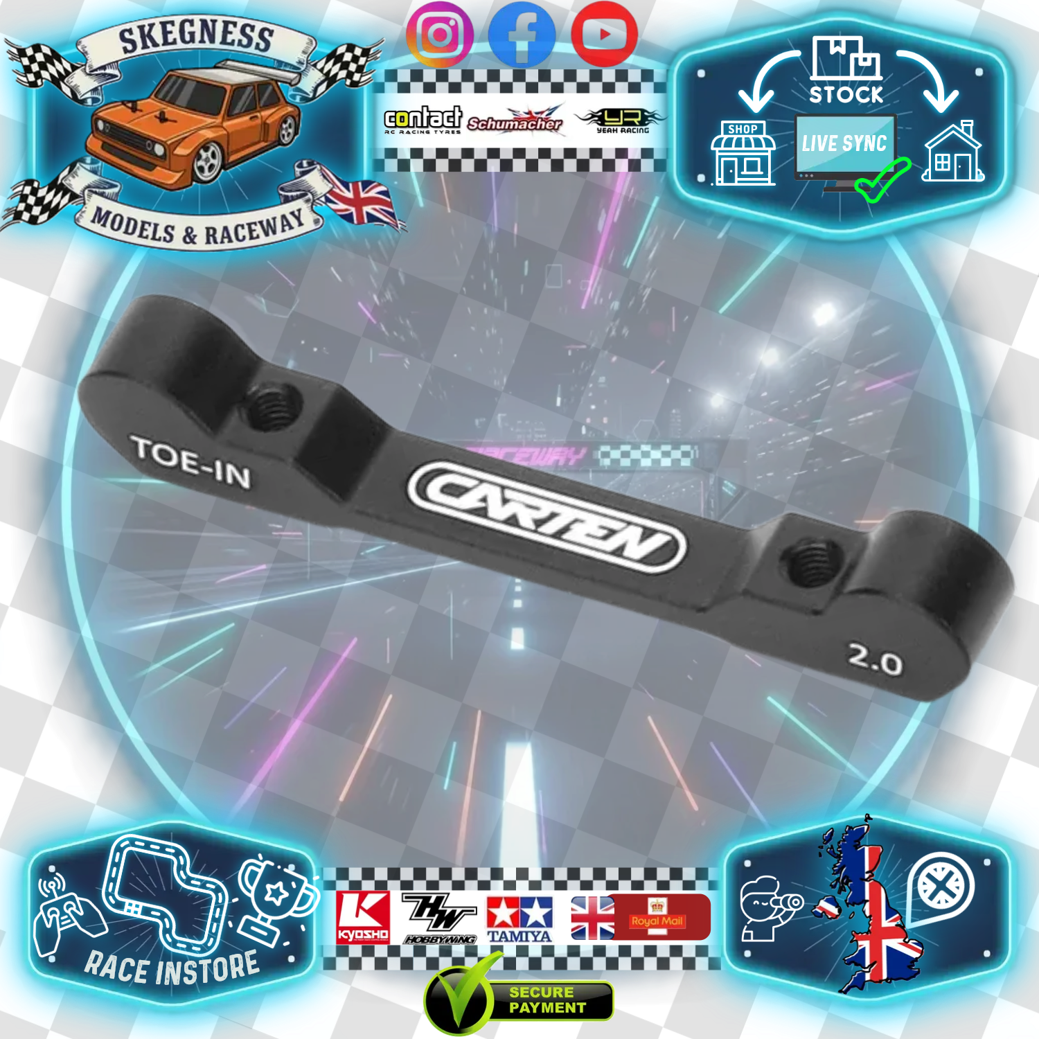 Carten - M210 & T410 - (Hop-up) Alloy Back Rear RR Suspension Hanger NBA338 - 2.0Deg Recommended (1x Needed or use 2.5 Version NBA315)