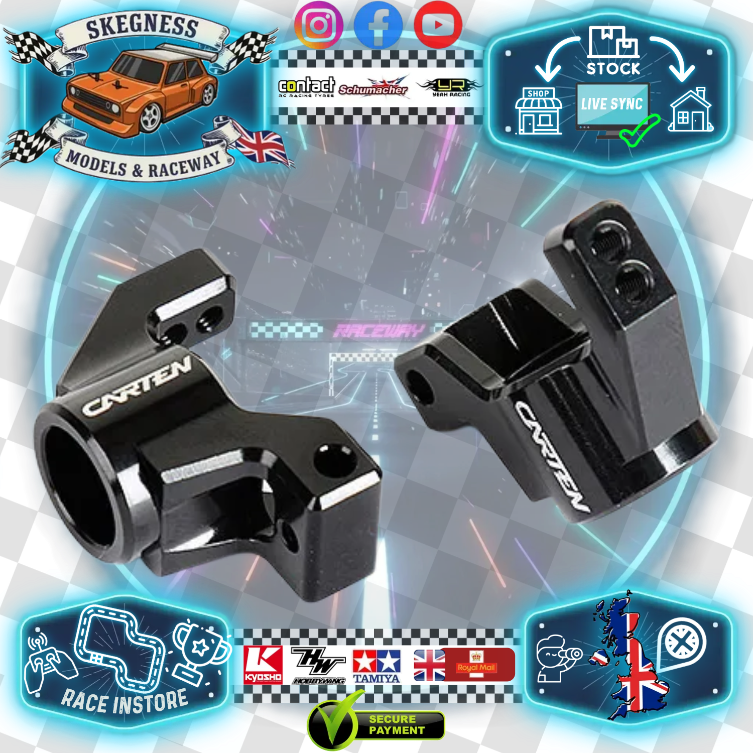 Carten - M210 MTC - (Hop-up) Alloy Rear Hubs CNC (L&R) (Black) NBA339
