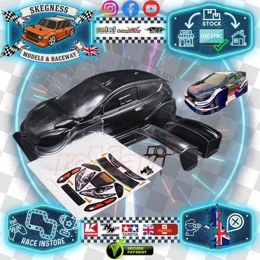 Slidelogy - (210mm) Ford Fiesta WRC Body Set in Clear Lexan - For 1/10 M-Chassis MTC (W-165mm x Wheelbase-210mm) RAGE (no sponsor stickers - lights, windows and grills only)