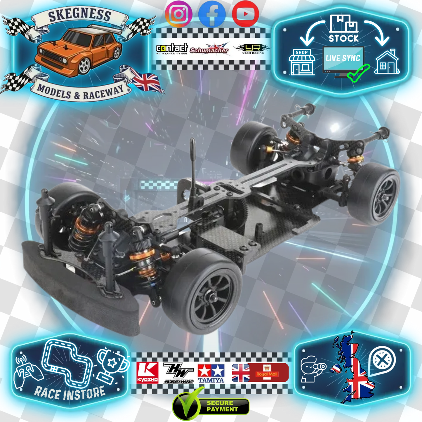 (PRE-ORDER) Carten - M210F (R PLUS) FWD 1/10 Racing Grade Carbon Fibre M-CHASSIS (225mm Mini wheelbase) KIT Form (R & Plus Parts Fitted) - (Requires all electrics, & body etc)