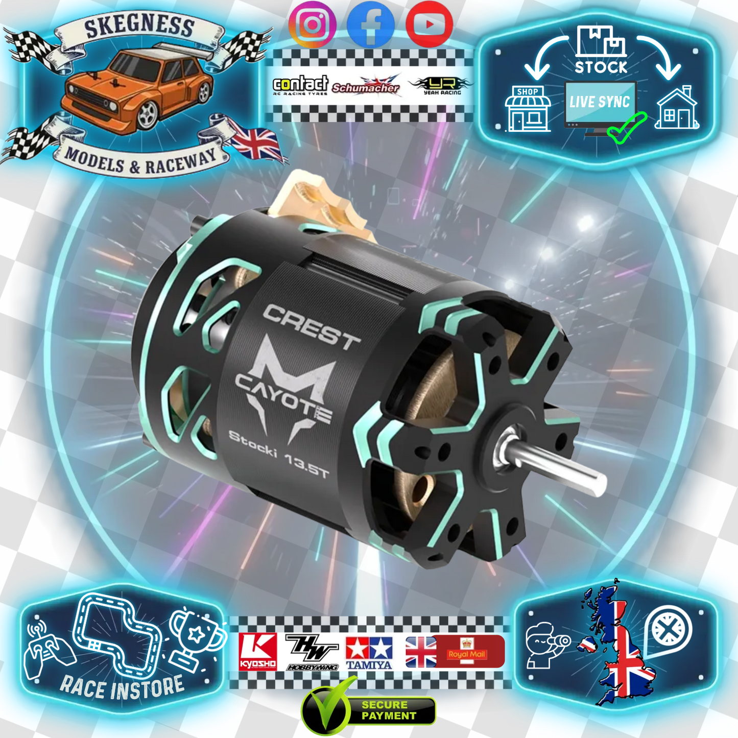 CAYOTE - CREST Stock Touring Car Motor - 3200kv - 17.5T Brushless Sensored - CYEB11012 (For Stock Class)