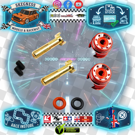 YEAH RACING - RC Easy Pull Heatsink 5mm Bullet Connectors RED (90degre Right Angle Plug) WPT-0160RD  (FITS UNDER EURO TRUCK BODY)