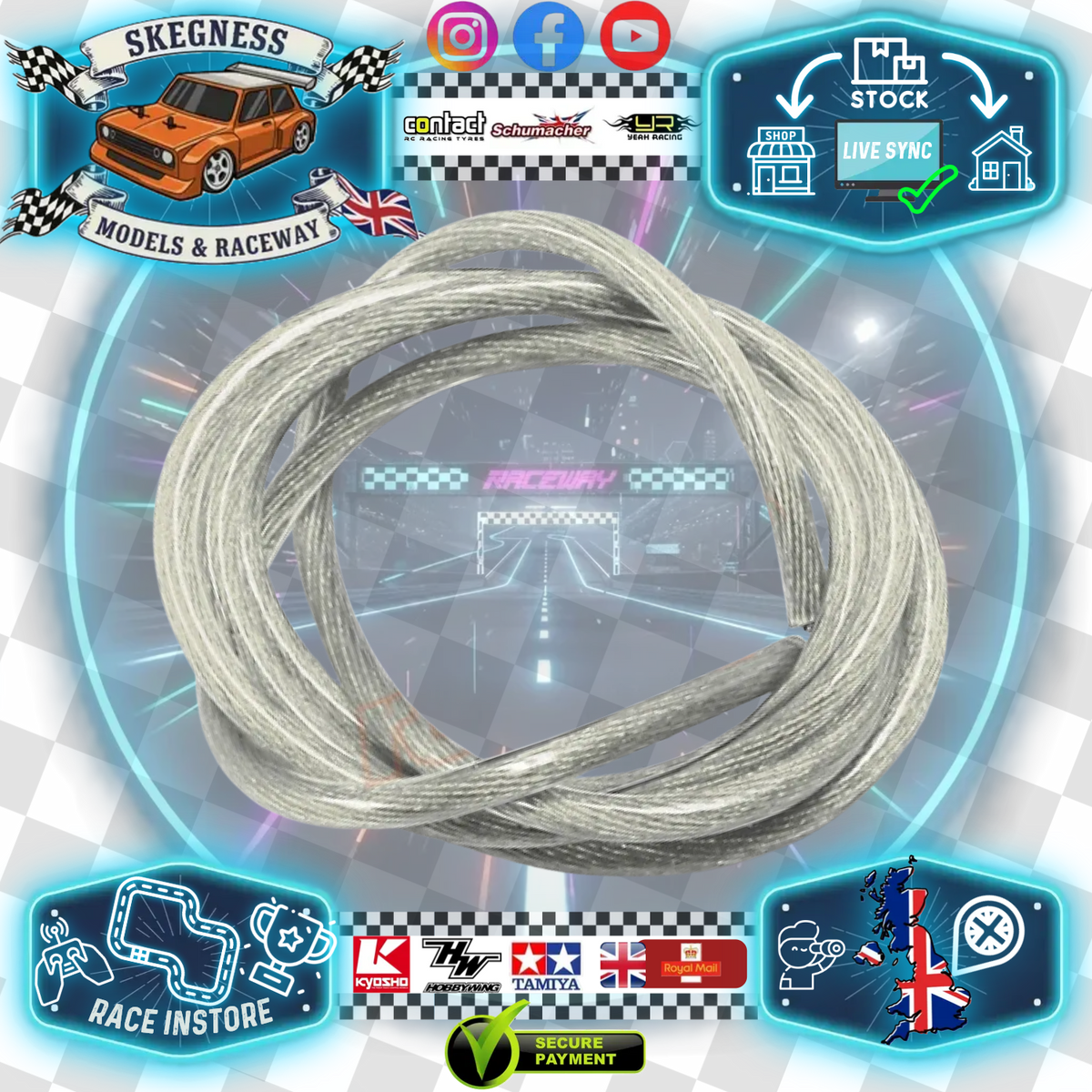 Yeah Racing - Transparent Silicone 12AWG Transparent ESC/Motor/Battery Wire 100cm Long (Silver) WPT-0137SV