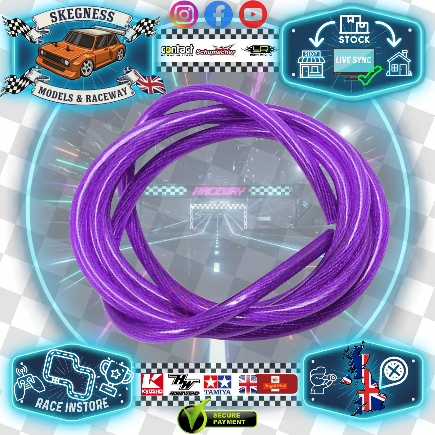 Yeah Racing - Transparent Silicone 12AWG Transparent ESC/Motor/Battery Wire 100cm Long (Purple) WPT-0137PP