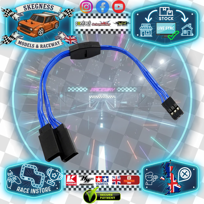 Yeah Racing - 150mm 60-Core Y Harness High Current Servo Wire (blue) (JR/Futaba Plug) - WPT-0154DB