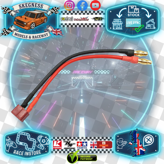 Yeah Racing - 5mm Plug w/ T-Plug (Deans) Battery Connector Wire 15cm - WPT-0139