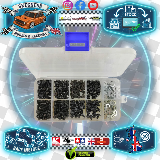 RC Overhaul - M3 Cap & Countersunk Bolt (2mm Allen Head) Pack (180pcs boxed) - G-RCO-SCR001