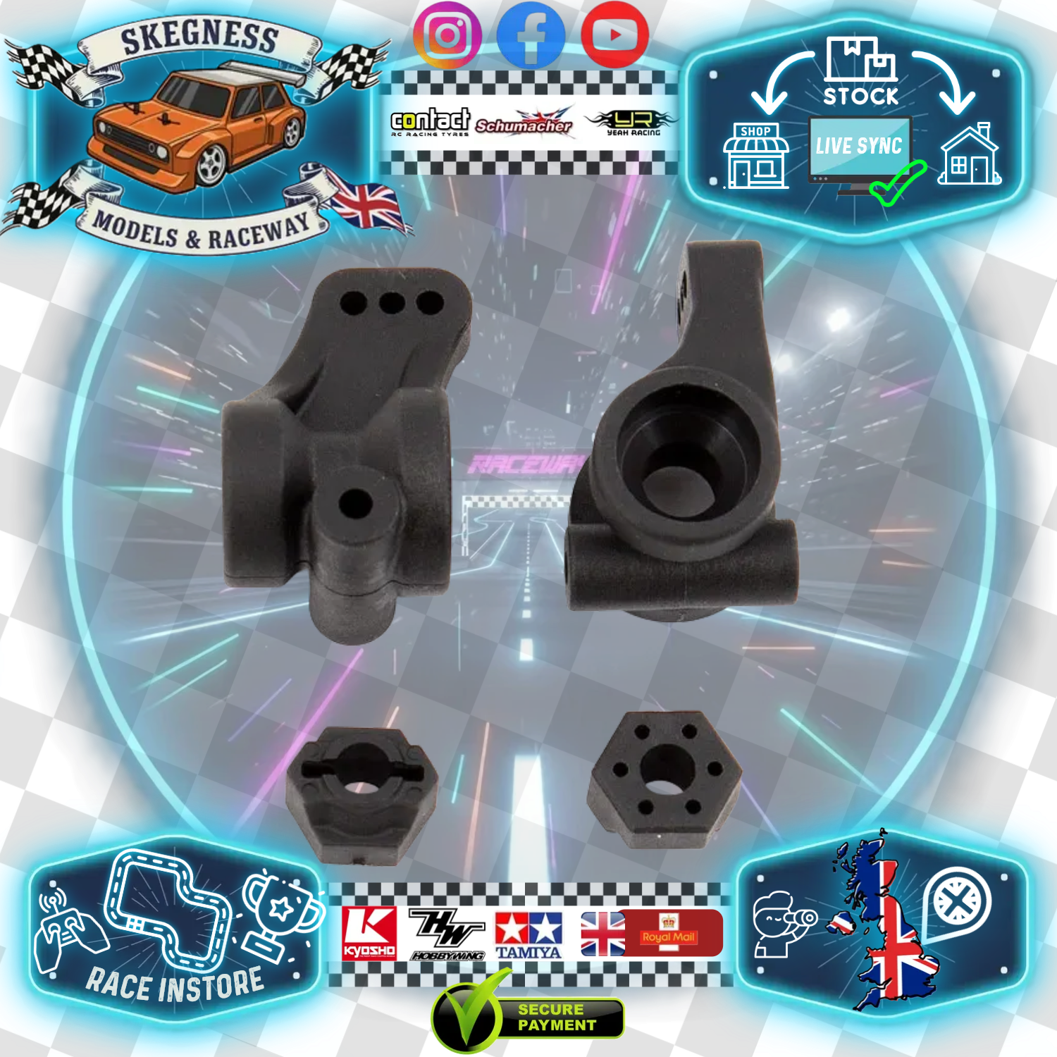 TEAM ASSOCIATED - RB10 / PRO SC10 / RAT / REFLEX Rear Hubs & Hexes (2pcs L&R) - AS91418