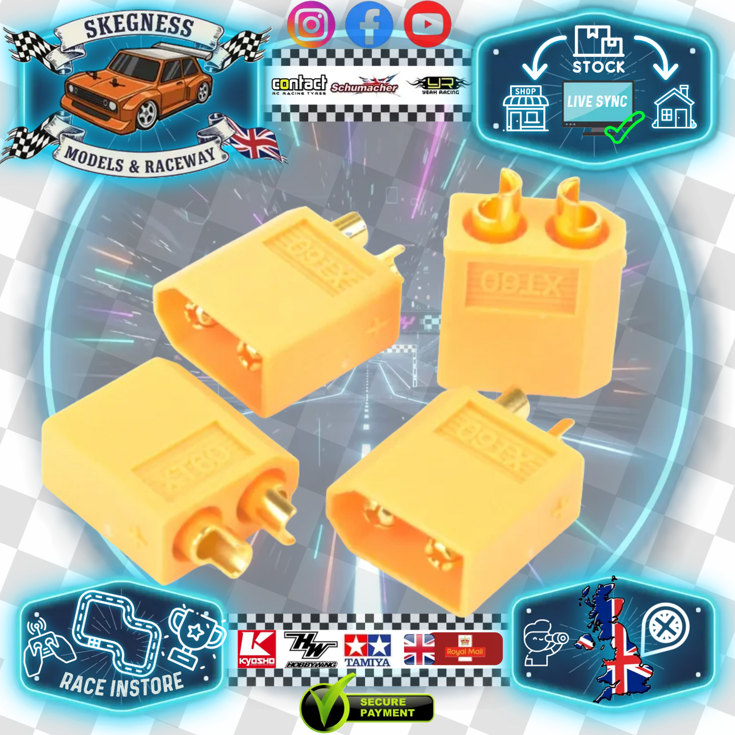 XT60 PLUG (Same as ESC and Sky Charger Output) (MALE) YELLOW - 4PCS - MK2980M