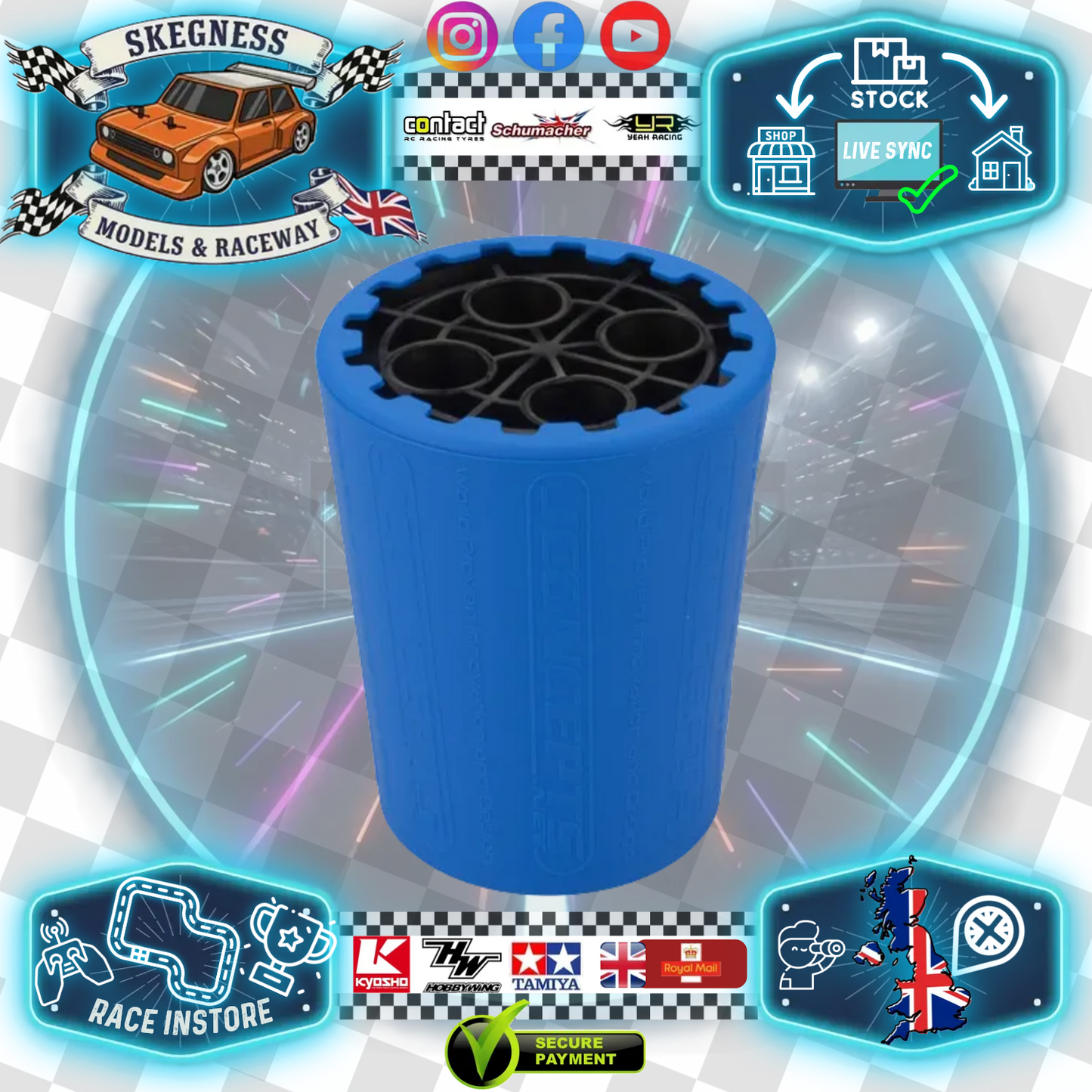 Exo - 1/10th Shock Building Stand and Cup-Black-Blue - JC2371B