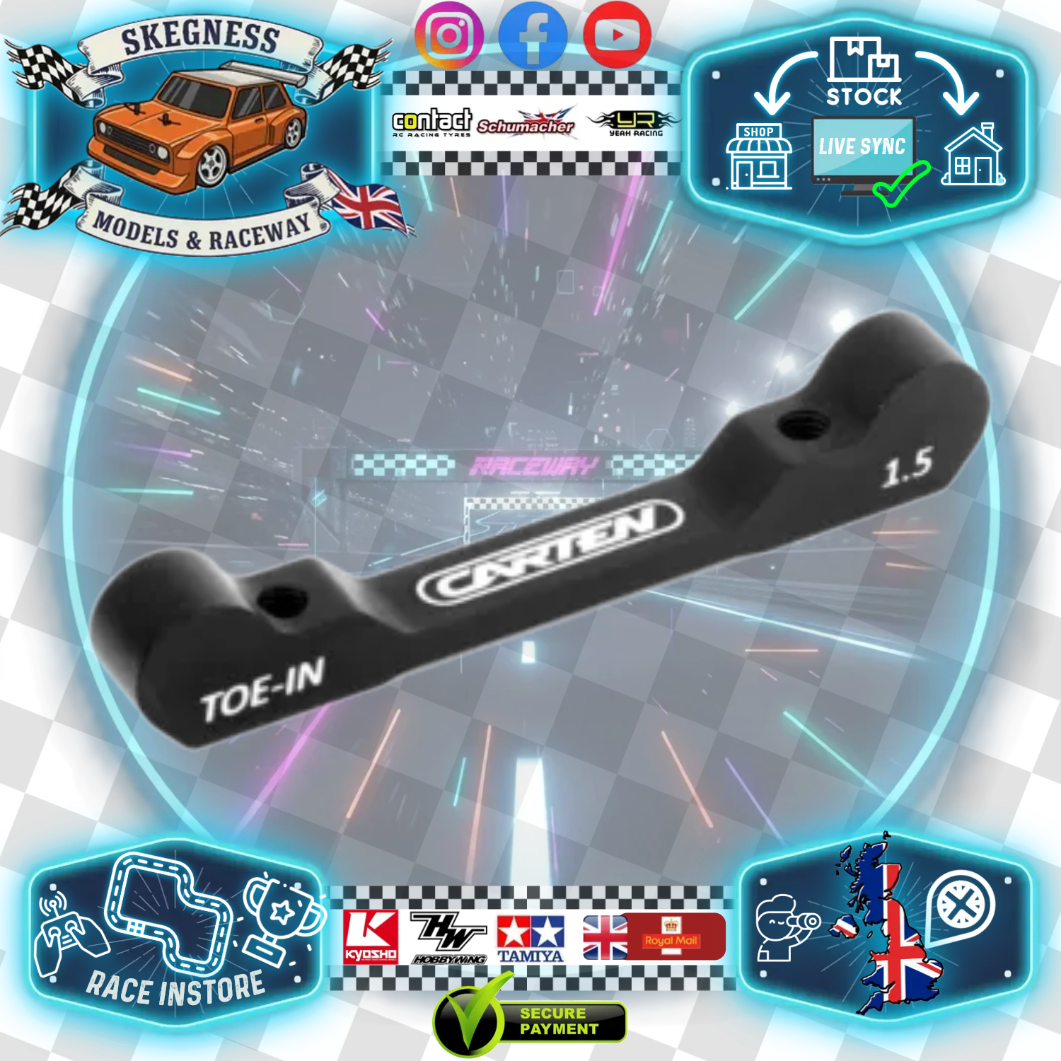 Carten - M210 & T410 - (Hop-up) Alloy Back Rear Rear Suspension Hanger NBA385 - 1.5Deg Recommended (1x Needed or use 2.5 Version NBA315)