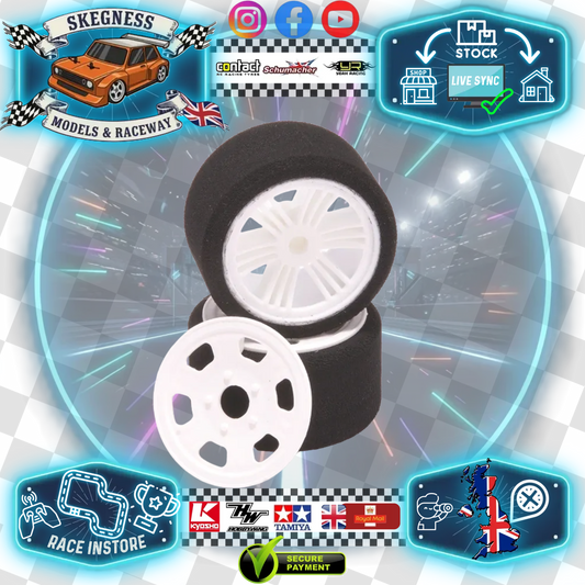 CONTACT RC - 1/12 Oval/Mini/Supastox (Bearing fit) Front 40Sh T Foam, 46mm dia - JM40FT (1pair) Wheel & Tyre Set Pre-Glued (T Foam is a good general mix for all conditions)