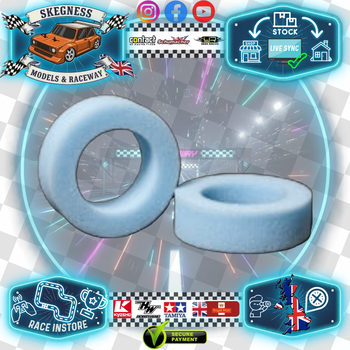 Balls Out – Blue Front (1/10 Buggy) foam tire Inserts (2WD) – Medium - BO25MM