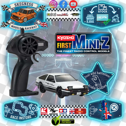 Kyosho - My First Mini-Z 1:28 Initial-D Toyota Sprinter Trueno AE86 WH/BK (1:24th Class) - K.66601A (Micro RC CAR)