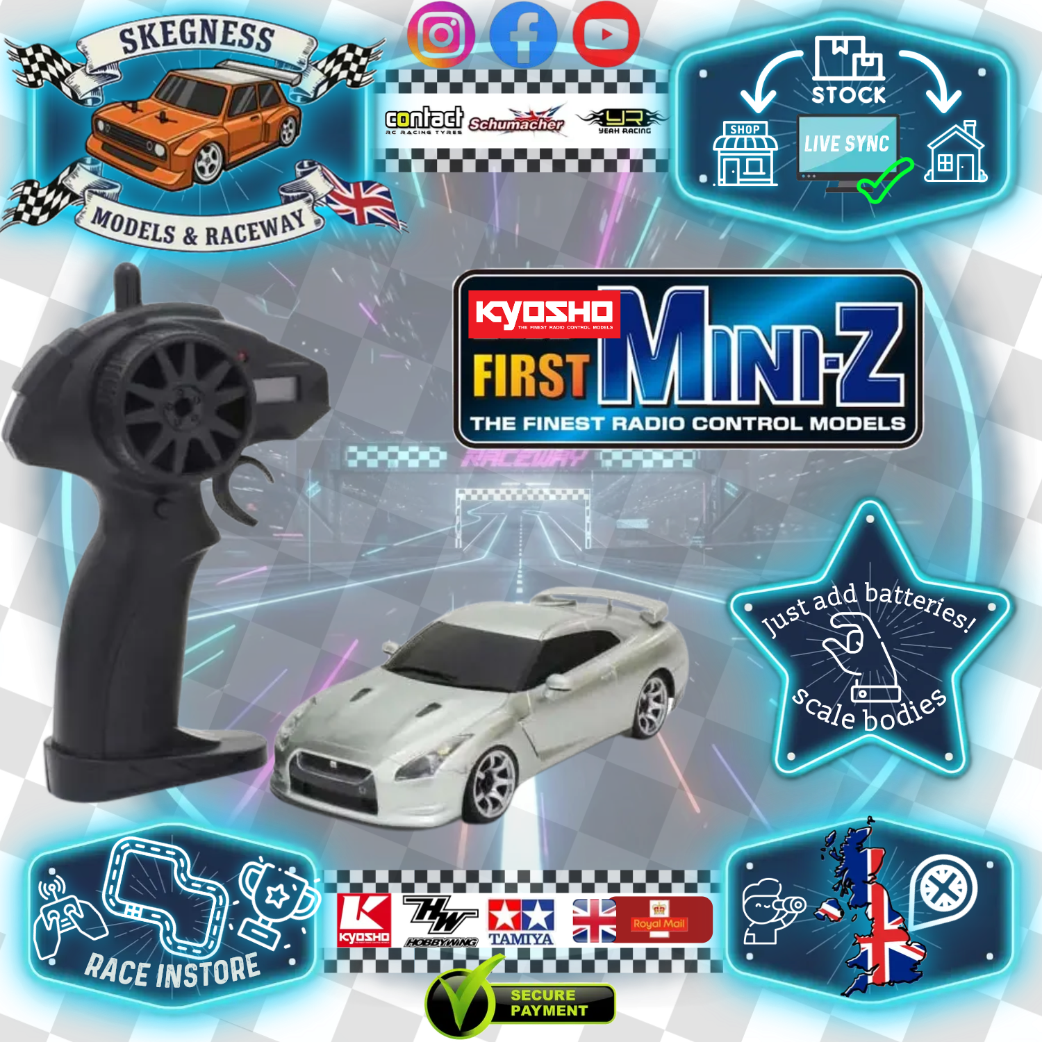 Kyosho - My First Mini-Z 1:28 Nissan GT-R R35 Silver (1:24th Class) - K.66608A (Micro RC CAR)