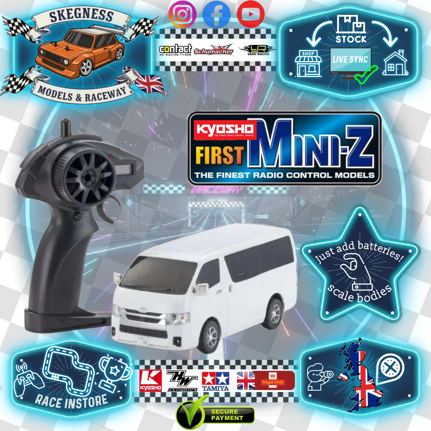 Kyosho - My First Mini-Z 1:28 Toyota Hi-Ace Super GL WH (1:24th Class) - K.66609A (Micro RC CAR)