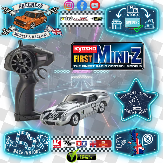 Kyosho - My First Mini-Z 1:28 Shelby Cobra Daytona Chrome (1:24th Class) - K.66611C (Micro RC CAR)