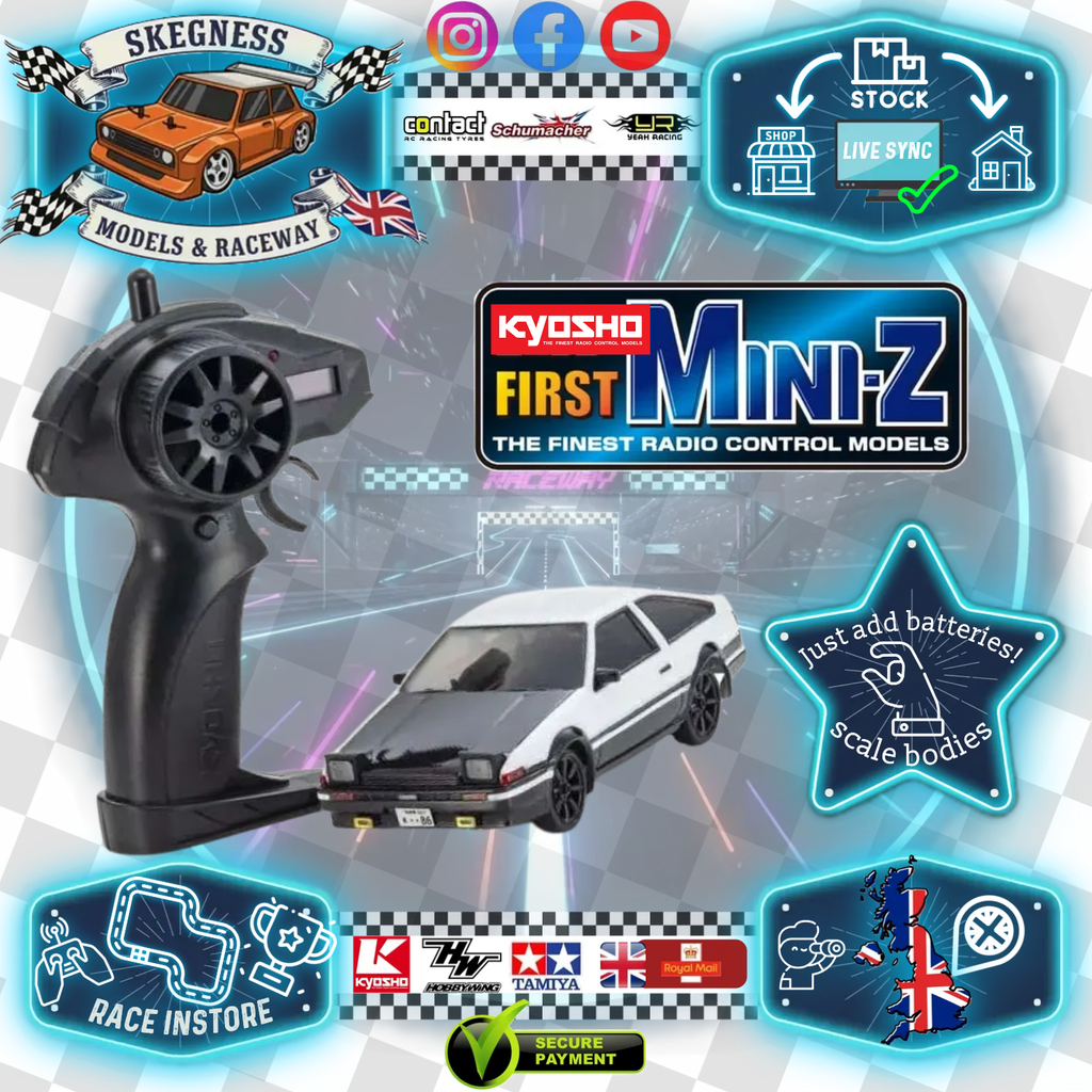 Kyosho - My First Mini-Z 1:28 Toyota Sprinter Trueno AE86 WH/BK (1:24th Class) - K.66612A (Micro RC CAR)