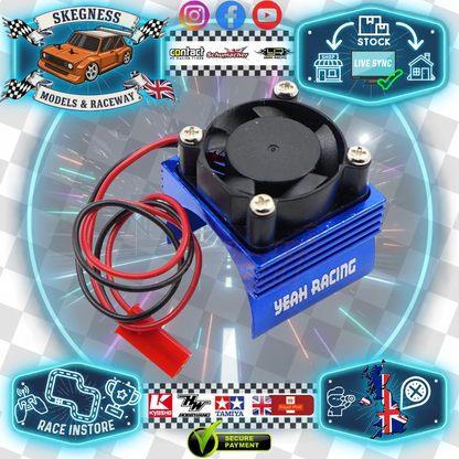 Yeah Racing - Aluminum 380 Micro Motor Heat Sink w/ Cooling Fan Blue - YA-0461BU