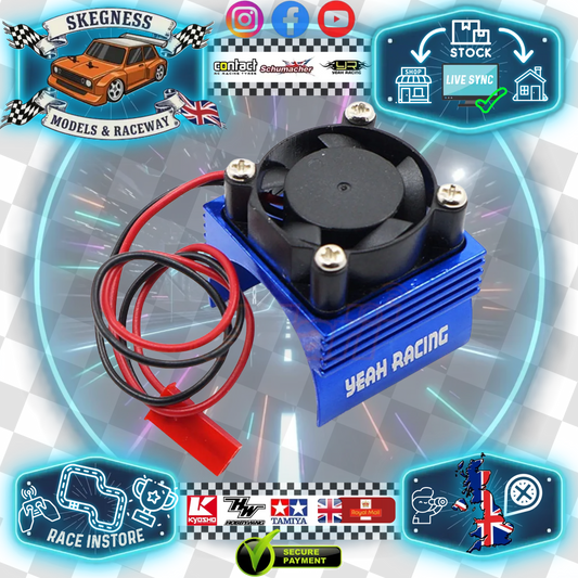 Yeah Racing - Aluminum 380 Micro Motor Heat Sink w/ Cooling Fan Blue - YA-0461BU