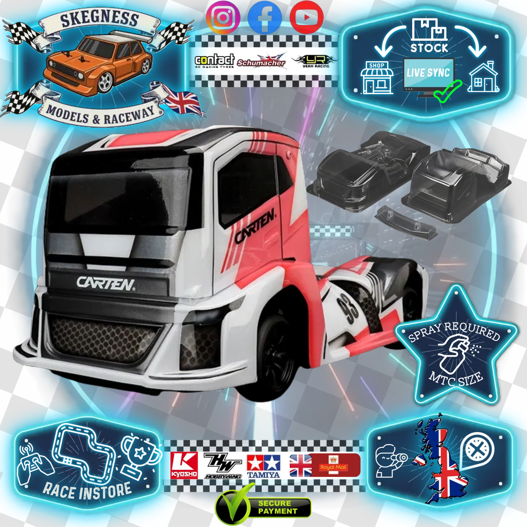 Clear & Cut - EURO TRUCK Body Shell - FITS MTC M-Chassis size (210MM Wheel Base / 160mm Wide) - Clear with Masking (Copy)