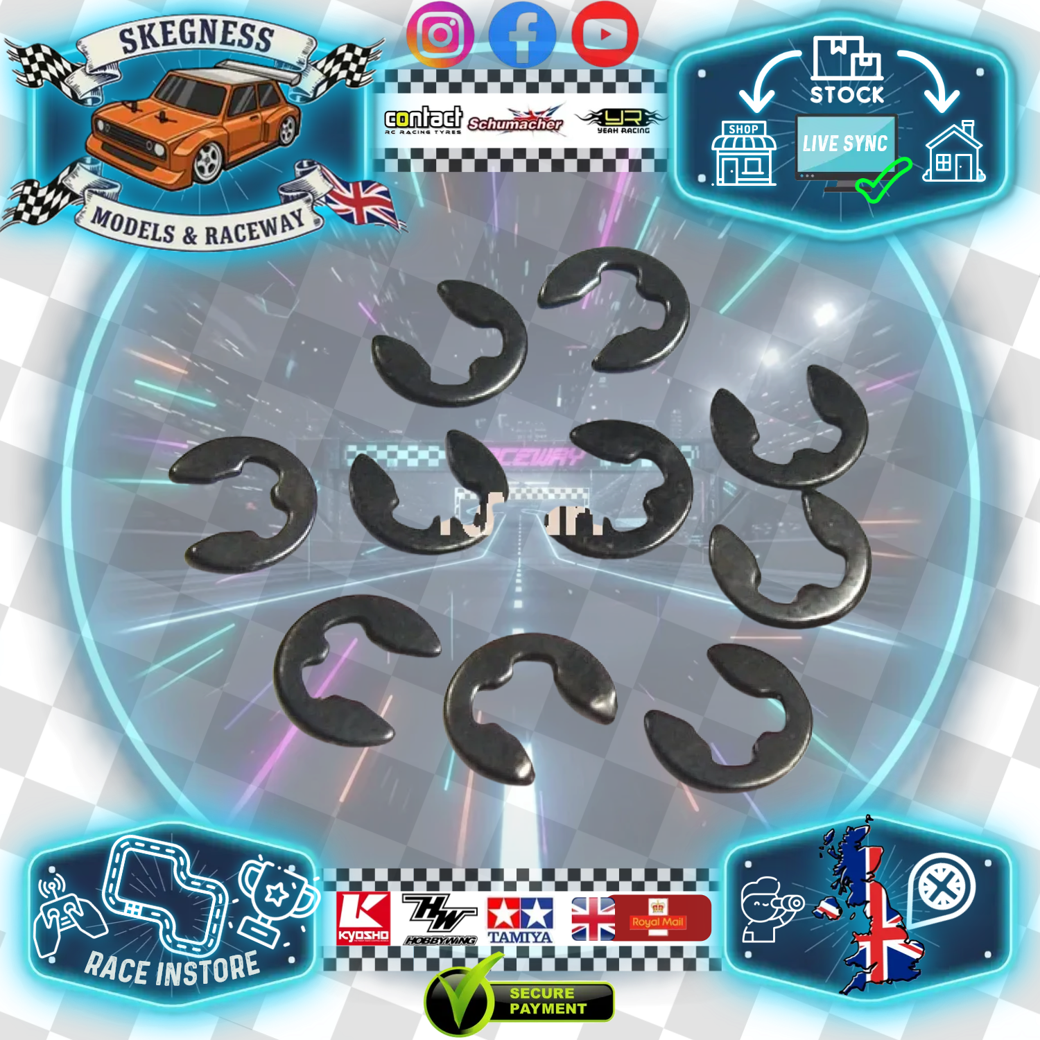 Yeah Racing - E-Ring (C-Clips) (E 2.5mm) 10pcs - E-Ring (E 2.5) 10pcs
