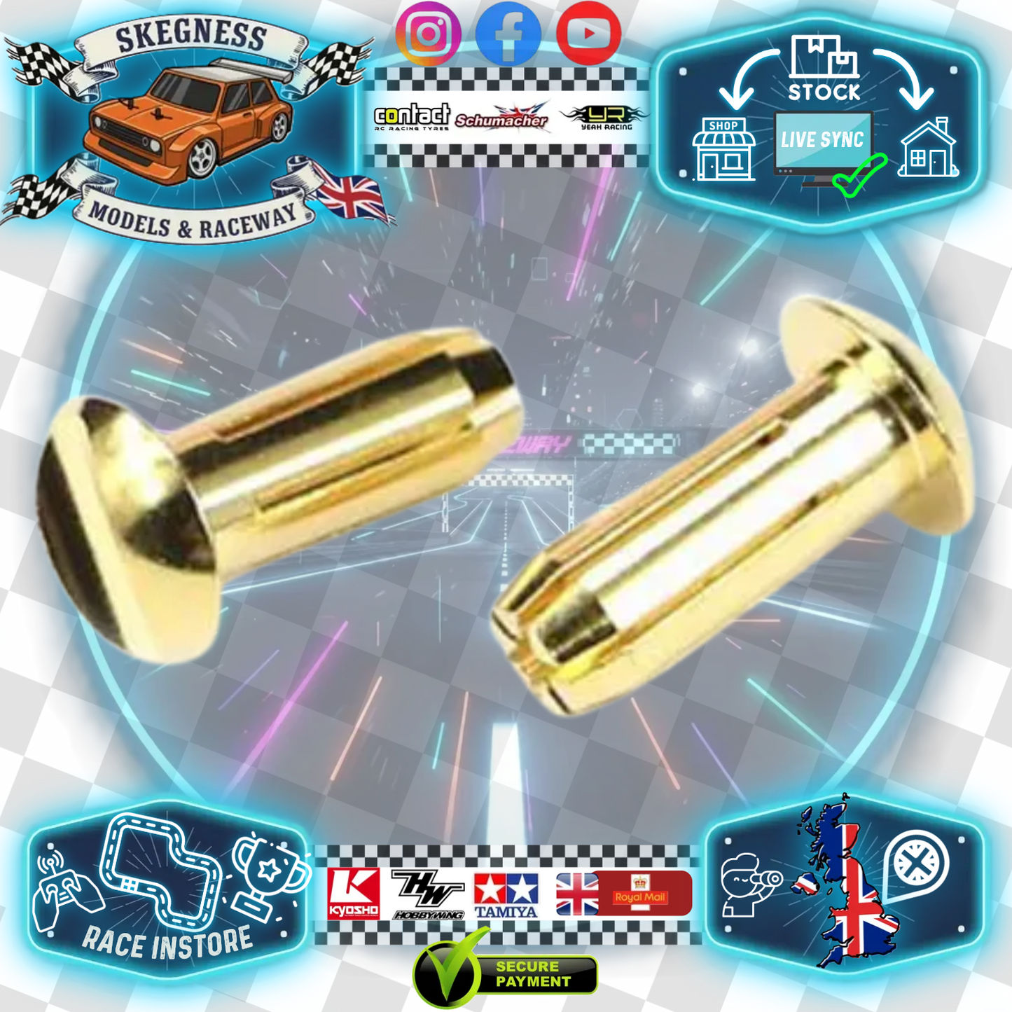 Arrowmax - Low Profile Battery Bullet Plug 4mm Connector 24K - pk2 - AM701011