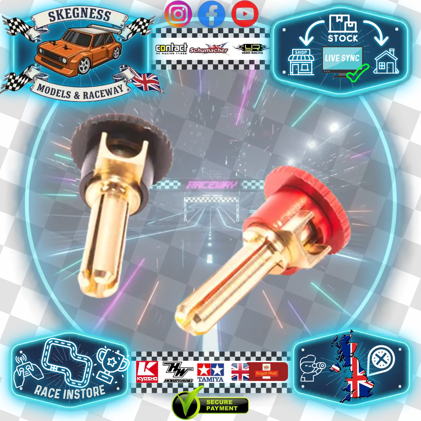 CORE RC -  Lockdown Heatsink Bullet Plug Grips - 4mm Bullet Batteries - CR900