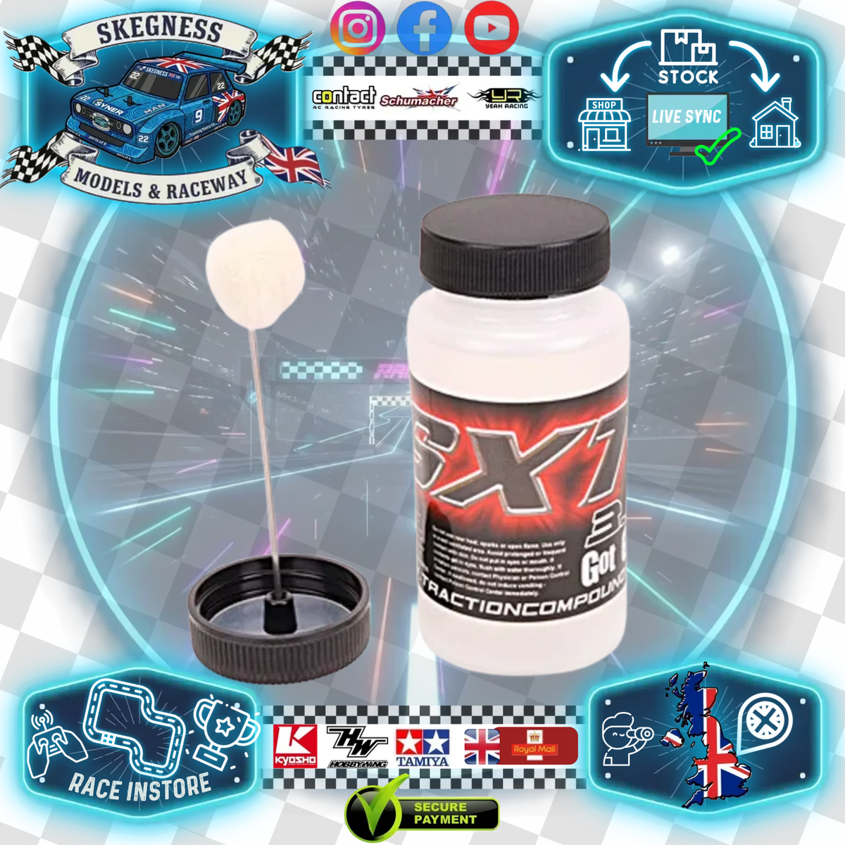 SXT - 3.0 Traction Compound Carpet Tyre Additive - (TT01E Euro Truck Pro Racer Recommended) SXT00030 (Price increase 2026 by supplier)