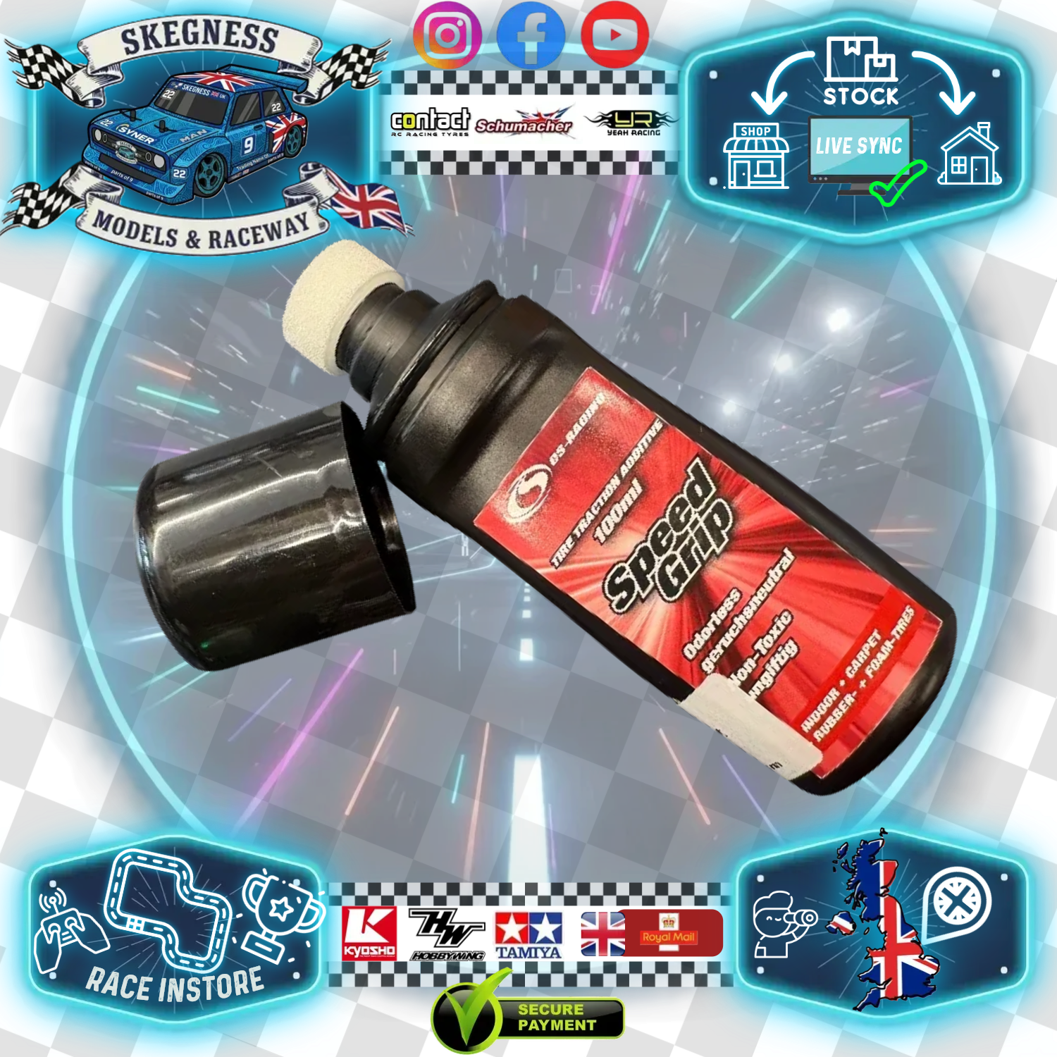 CS Racing - Speed Grip Carpet Tyre Additive - Good for high grip carpets - C6460 - Use on Foam and Rubber Tyres (Odourless)