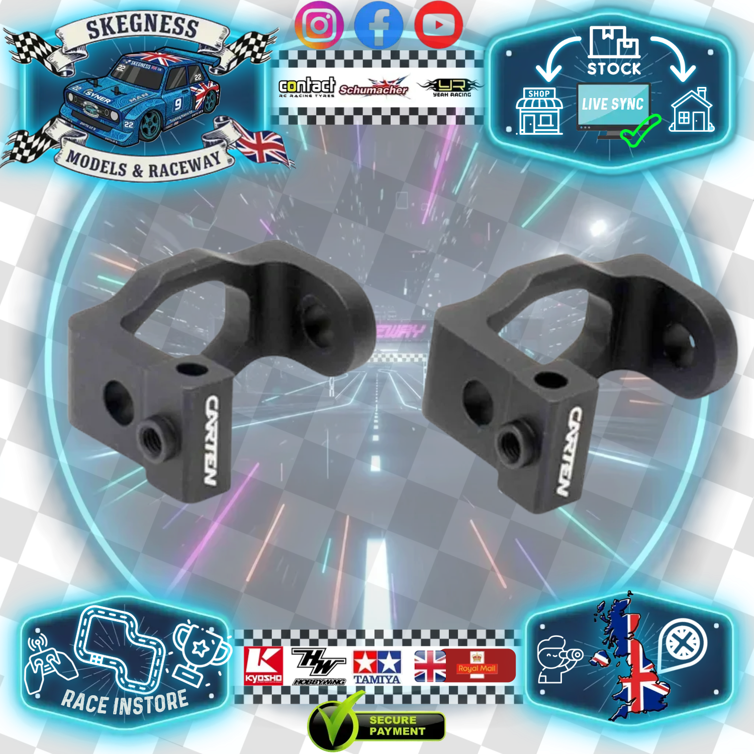 Carten / Louise - T410 / LTX Touring Car - (Hop-up) Alloy C Hubs CNC (L&R) (Black) NHA449