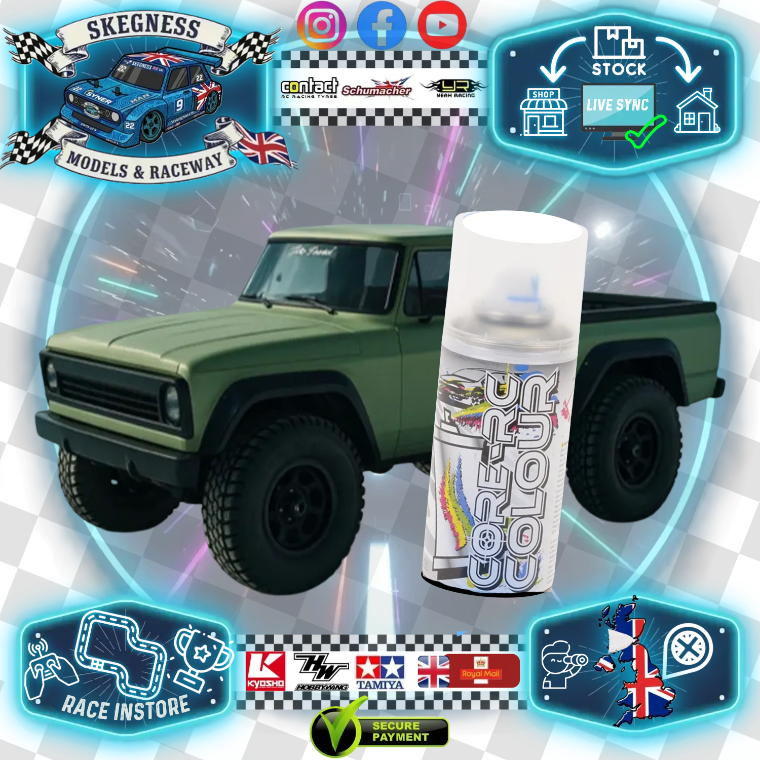 CORE RC - BODY SPRAY PAINT for POLYCARBONATE RC Bodies - 150ML - ALL COLOURS - MULTI LISTING