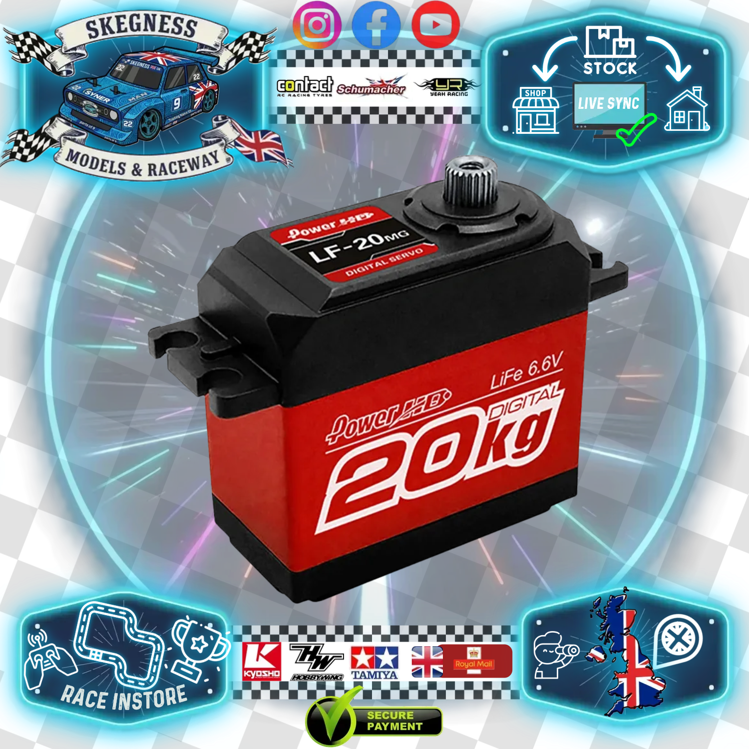 Power HD - Servo HD LF-20MG MG Digital 20.0kg/0.16sec double BB Alu Case Metal Geared - (Ideal for Trucks, Rock Crawlers