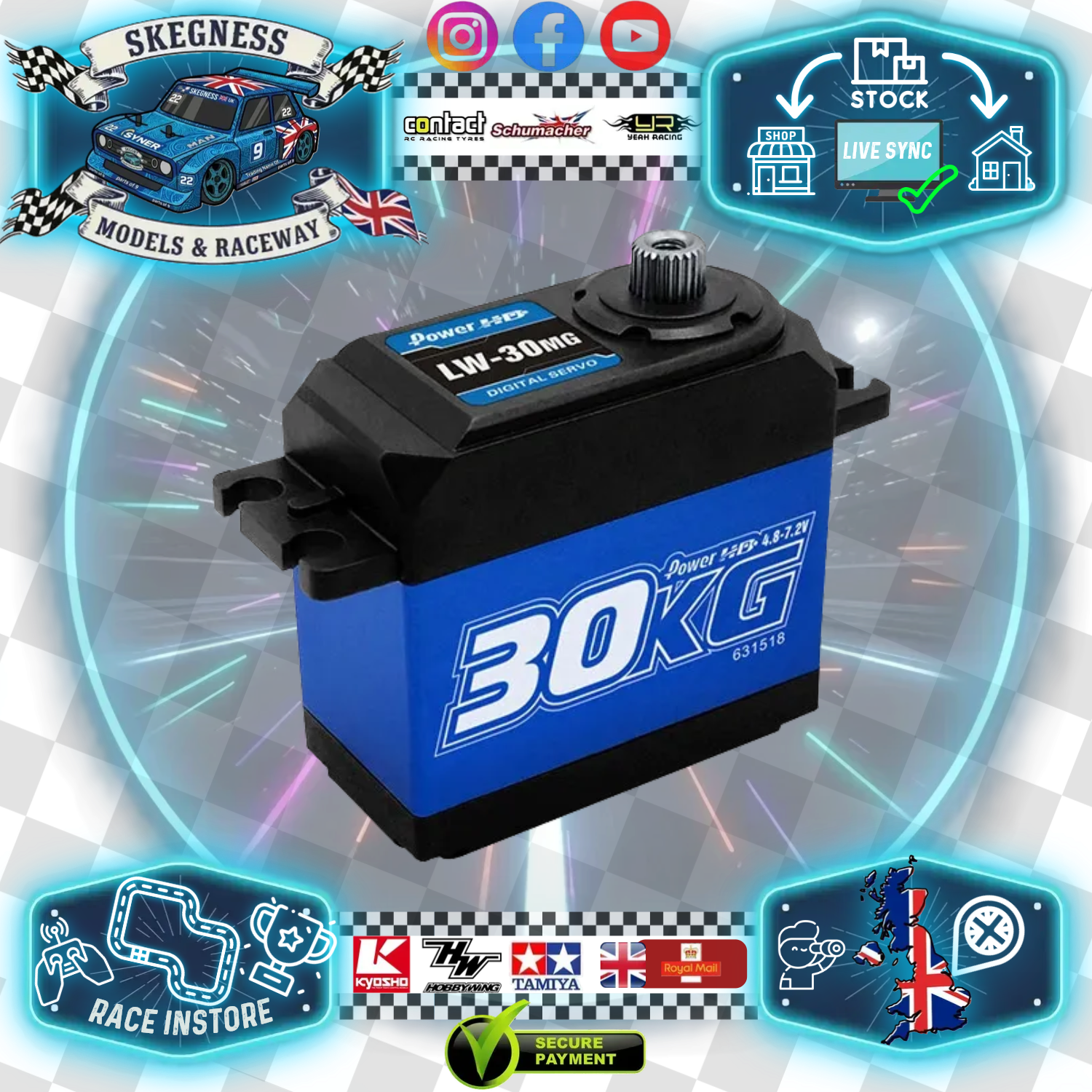 Power HD - Servo LW-30MG MG digital waterproof HV 30.0kg/0.14s - Super Strong & Fast (Ideal for Trucks & Crawlers)
