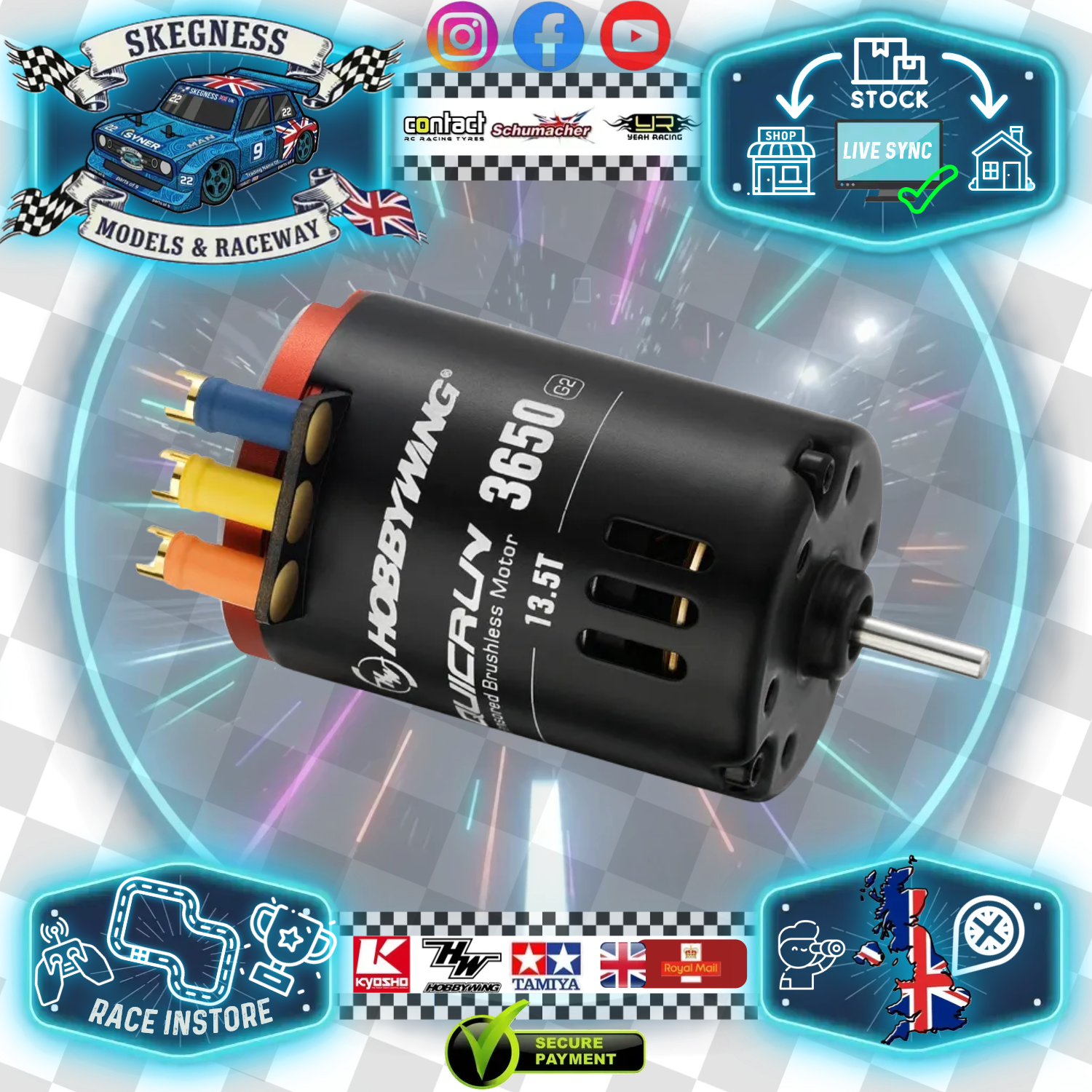 HOBBYWING - QUICRUN - 3650 - G2 - Motor - 13.5T Brushless Motor - Sensored (Suitable for 1/10 Cars)