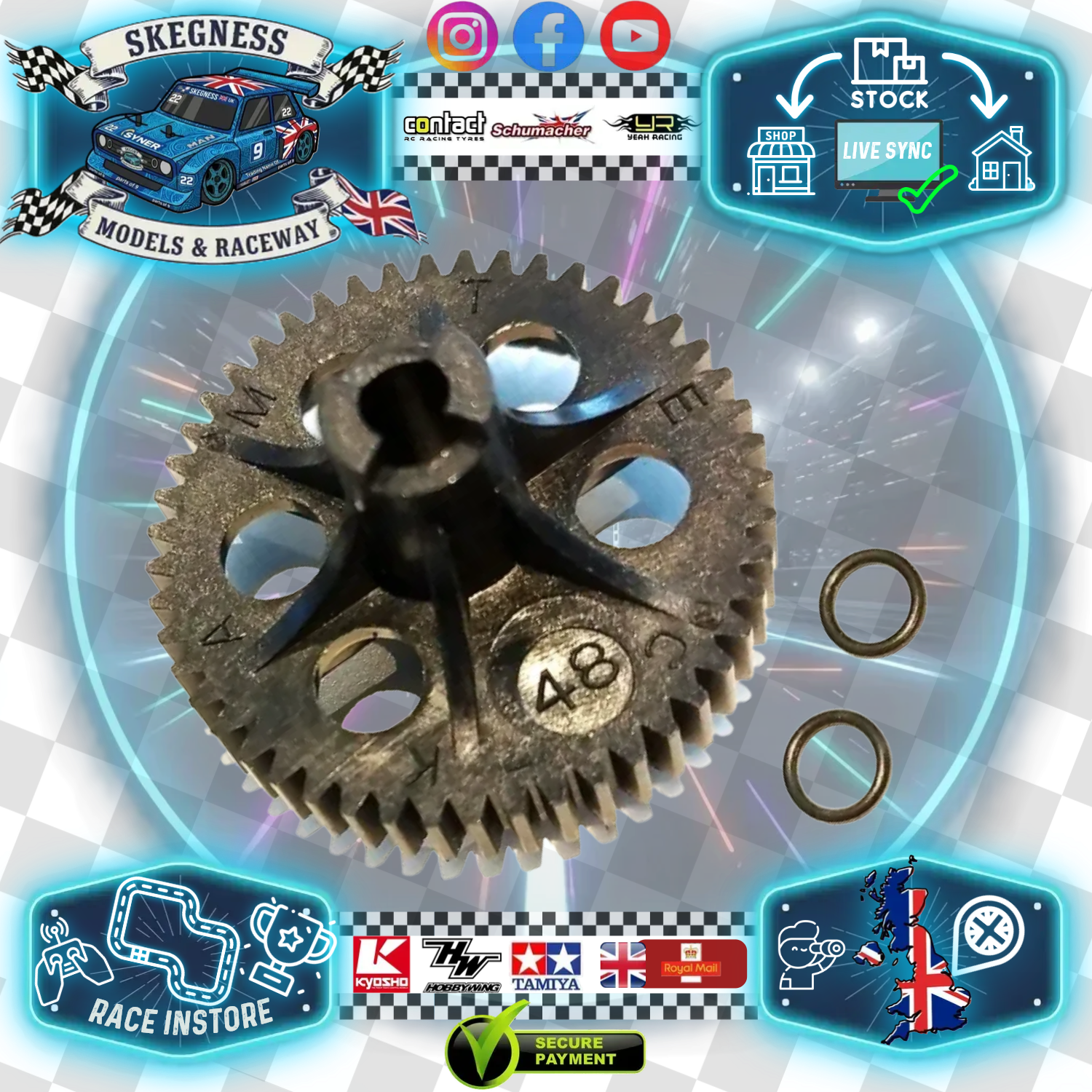 BattCave - JOKER Mini Spares - 32DP 48T K-drive Slip On Spur Gear (JOK3R) & Fits Kamtec Mini Racer - KMT-SO-48T