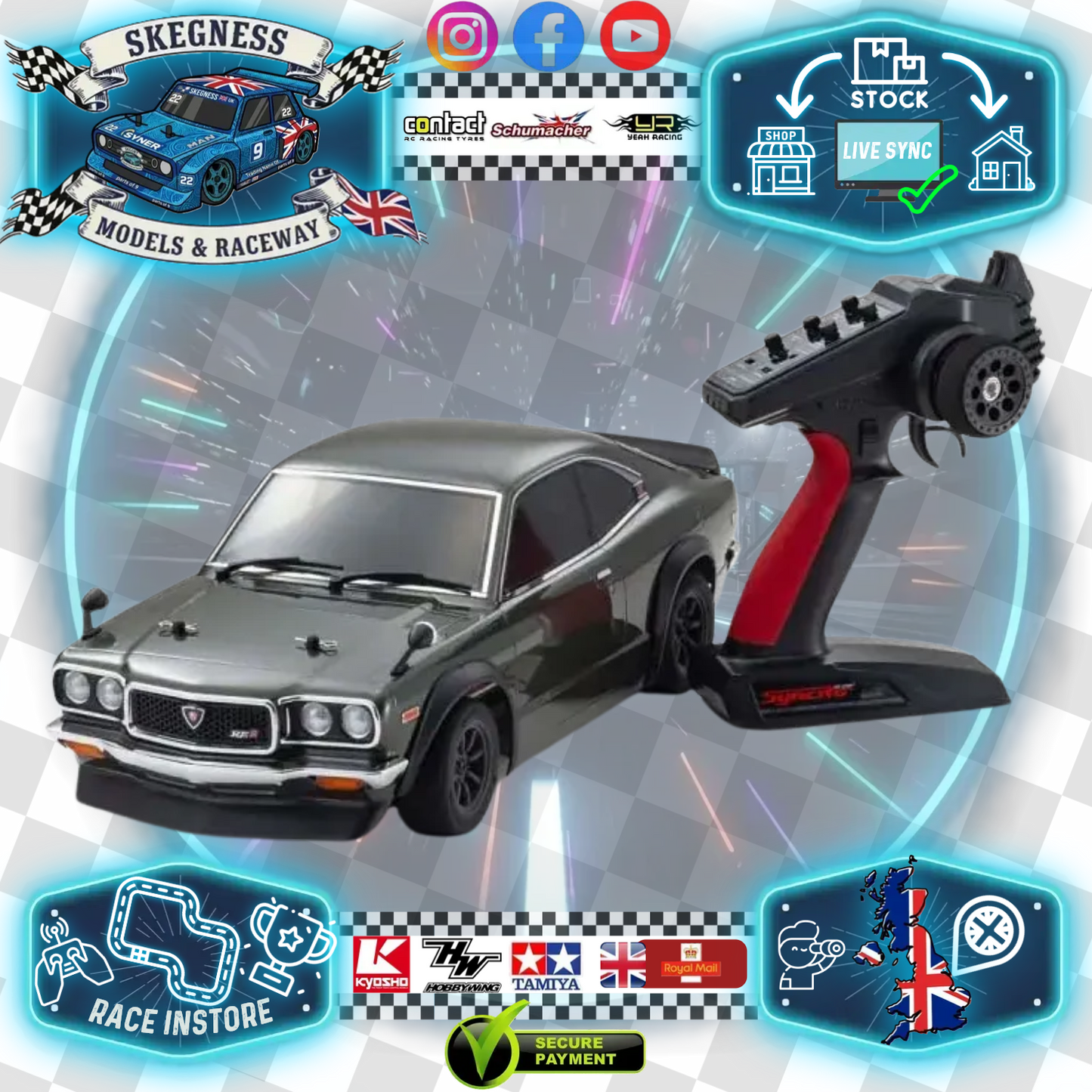 Kyosho - Fazer FZ02 Mazda Savanna RX-3 1972 Tuned Ver. 1:10 (Brushed) RTR Readyset T1 - K.34428T1B (Requires Battery & Charger)