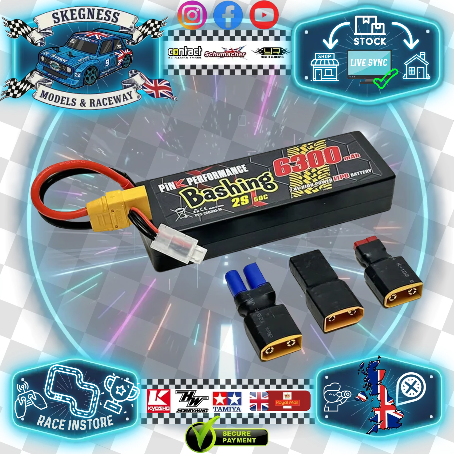 Pink Bashing - LiPo 2S 7.4V-6300-50C (Multi) 139x47x25mm 325g - PP3-2S6300-M