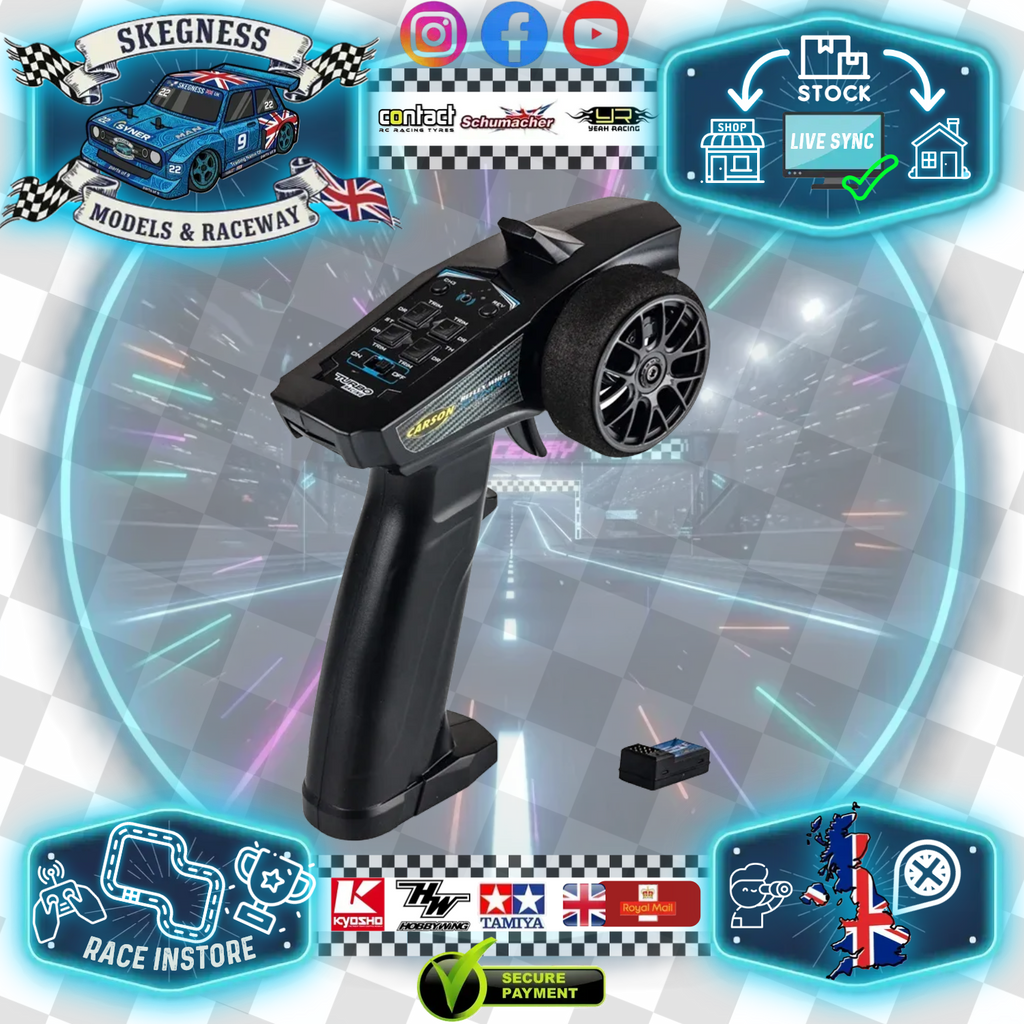 Carson - Reflex Wheel Start 2.4G RC Radio Black & Receiver - C500102 (Recommended for First time Racer! Has TH/ST Dual Rate Locks)
