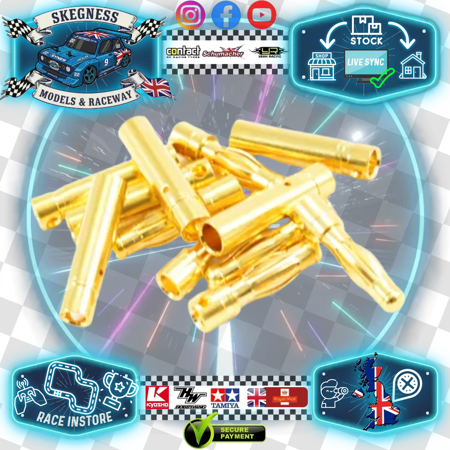 Etronix - 4MM GOLD CONNECTORS (6 PAIRS) - ET0607
