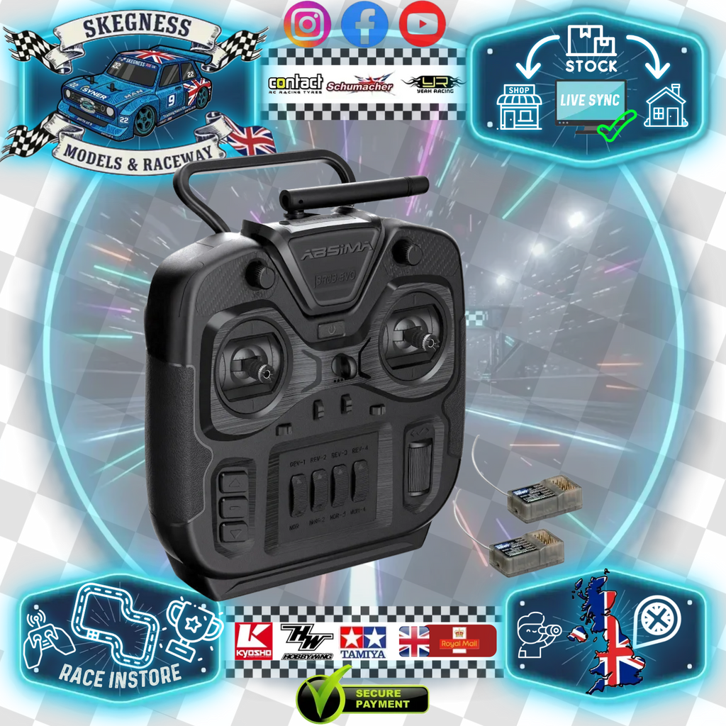 Absima - 6ch Stick Type 2.4ghz Radio Set (SR6S-EVO) with 2x Receivers Combo - 2000111