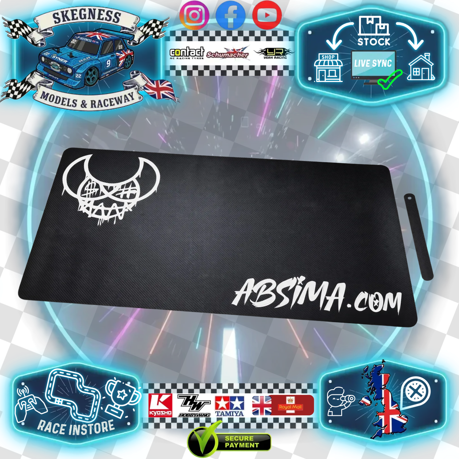 Absima - Pit Mat 43cm x 90cm for 1/12 to 1/10 RC CARS - 3000078