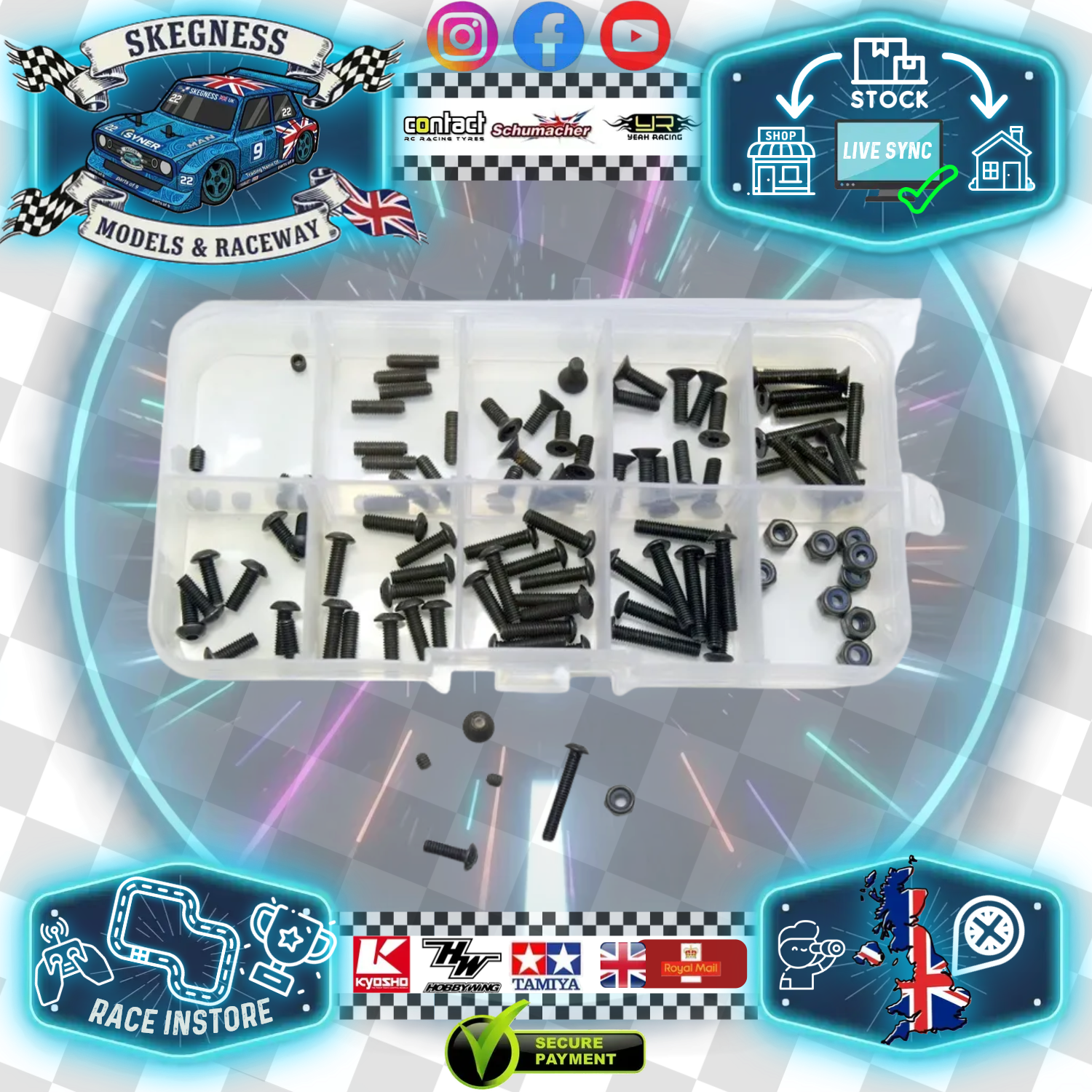 Absima - 1/10 Allen Screw Set M3 Nuts and Bolts - 3020001
