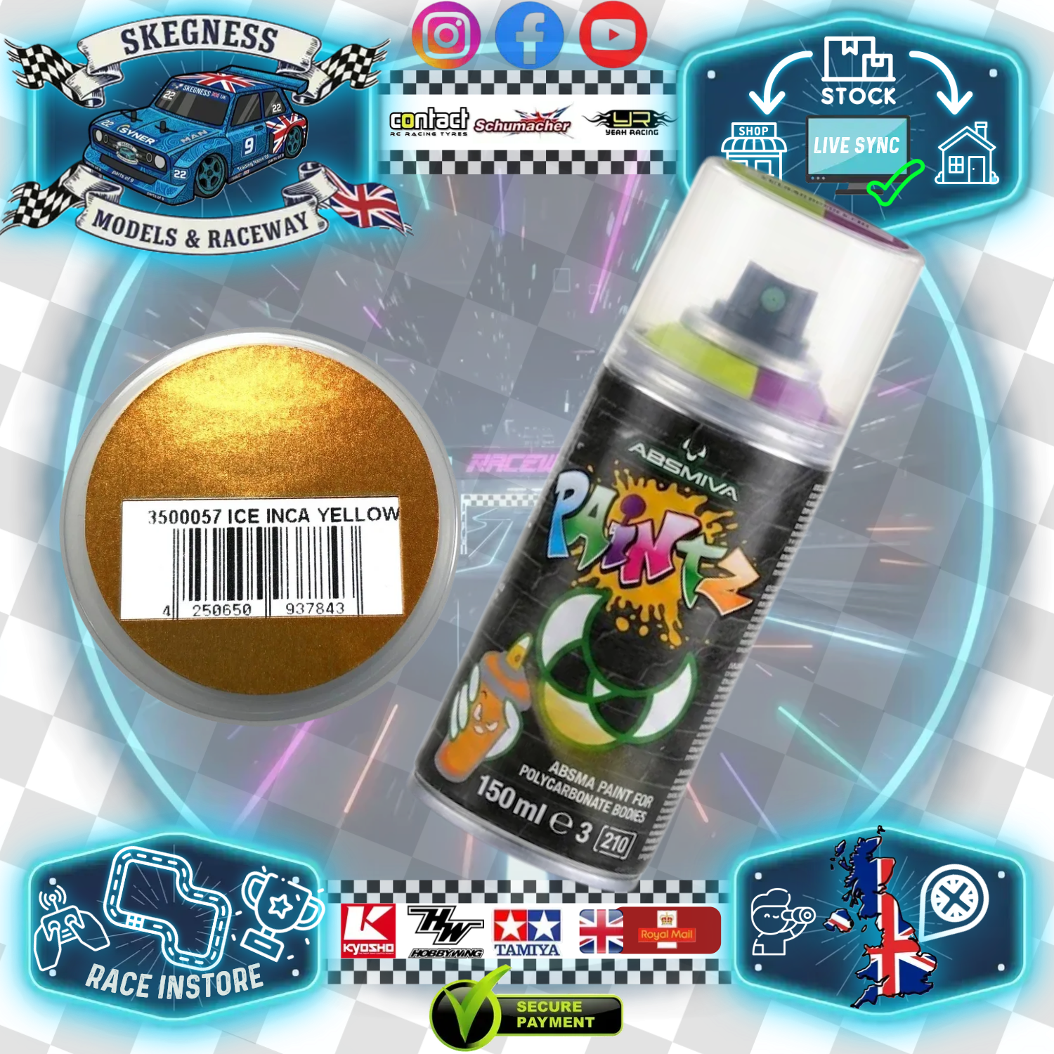 Absima - Lexan Body Spray Paint - INCA YELLOW 150ml (Same as CORE RC) - 3500057