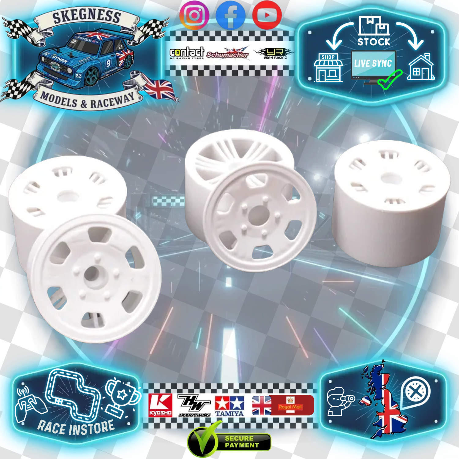CONTACT RC - 1/12 Oval/Mini Rear Wheels - JMRR (4pcs) - JMRR