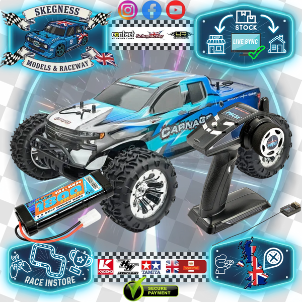 FTX - CARNAGE 2.0 - 1/10th BRUSHED RC TRUCK 4WD RTR - BLUE (With all electrics) - FTX5537B
