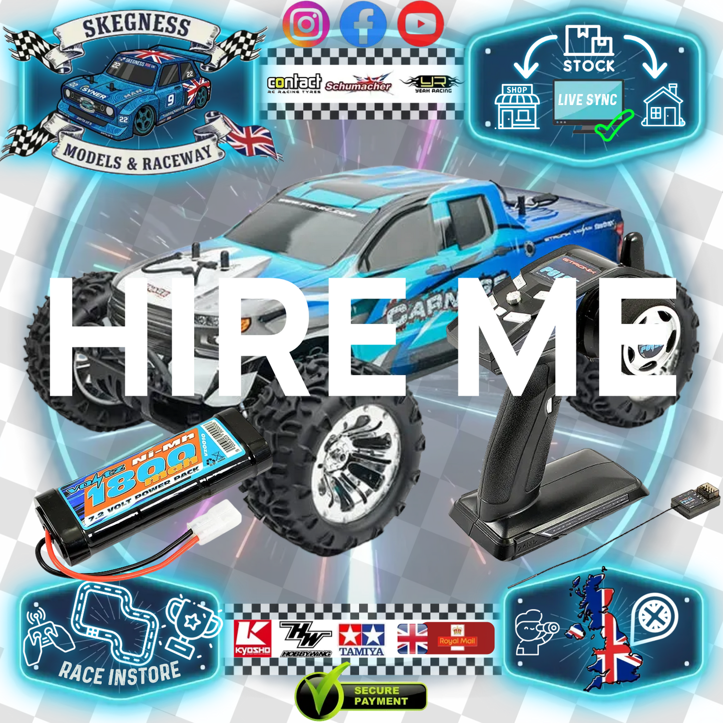RC Hire Car Driving Experience - FTX Carnage (4WD - 1/10 Truggy) - 1x Hour Arrive & Drive / 1x Battery or Full Race Night Inclusive