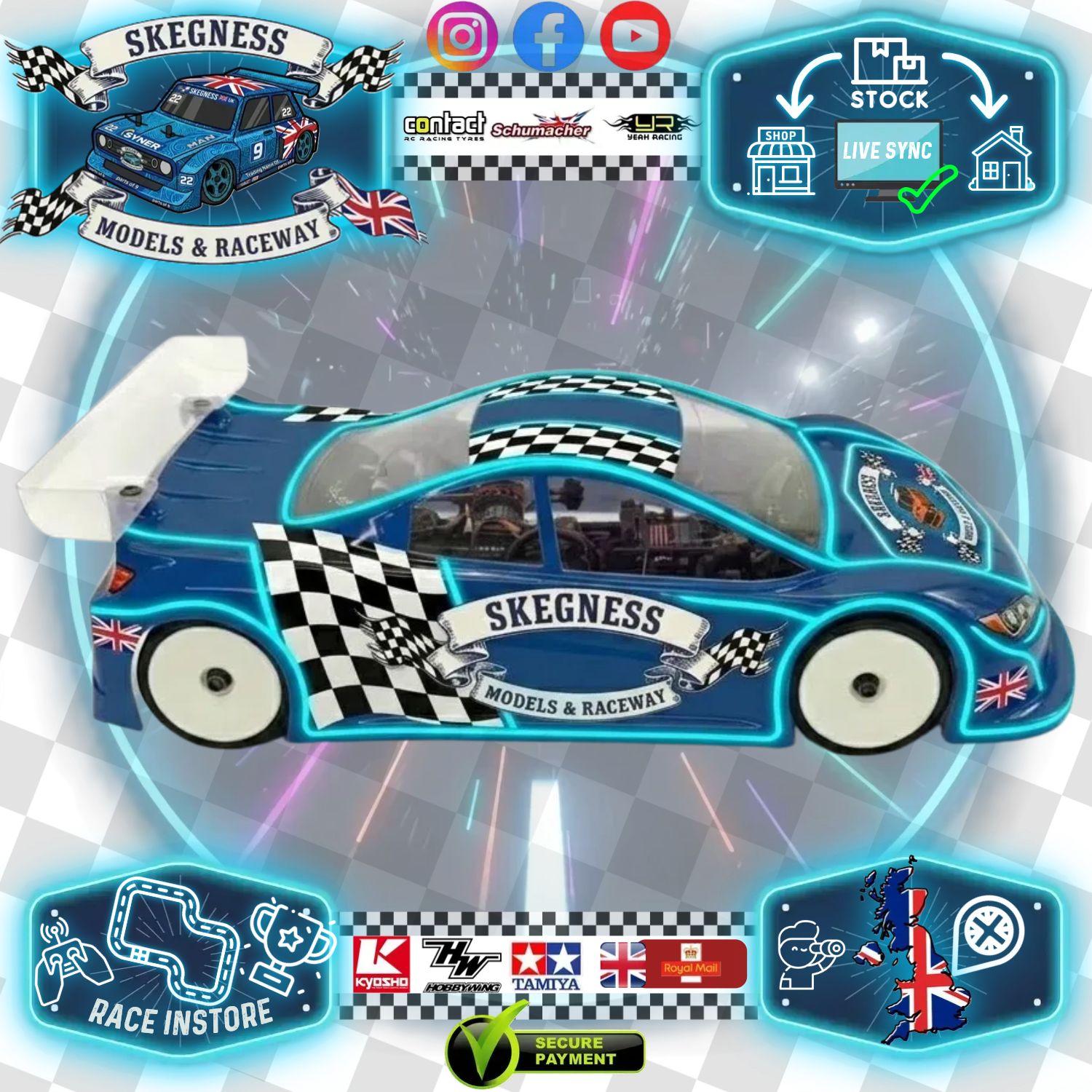Lens RC Bodies - GHIBLI 3.0 190mm Wide 1/10 CAR Clear Body Shell - STD LEXAN - (BRCA Legal) LB3.0GHL-S