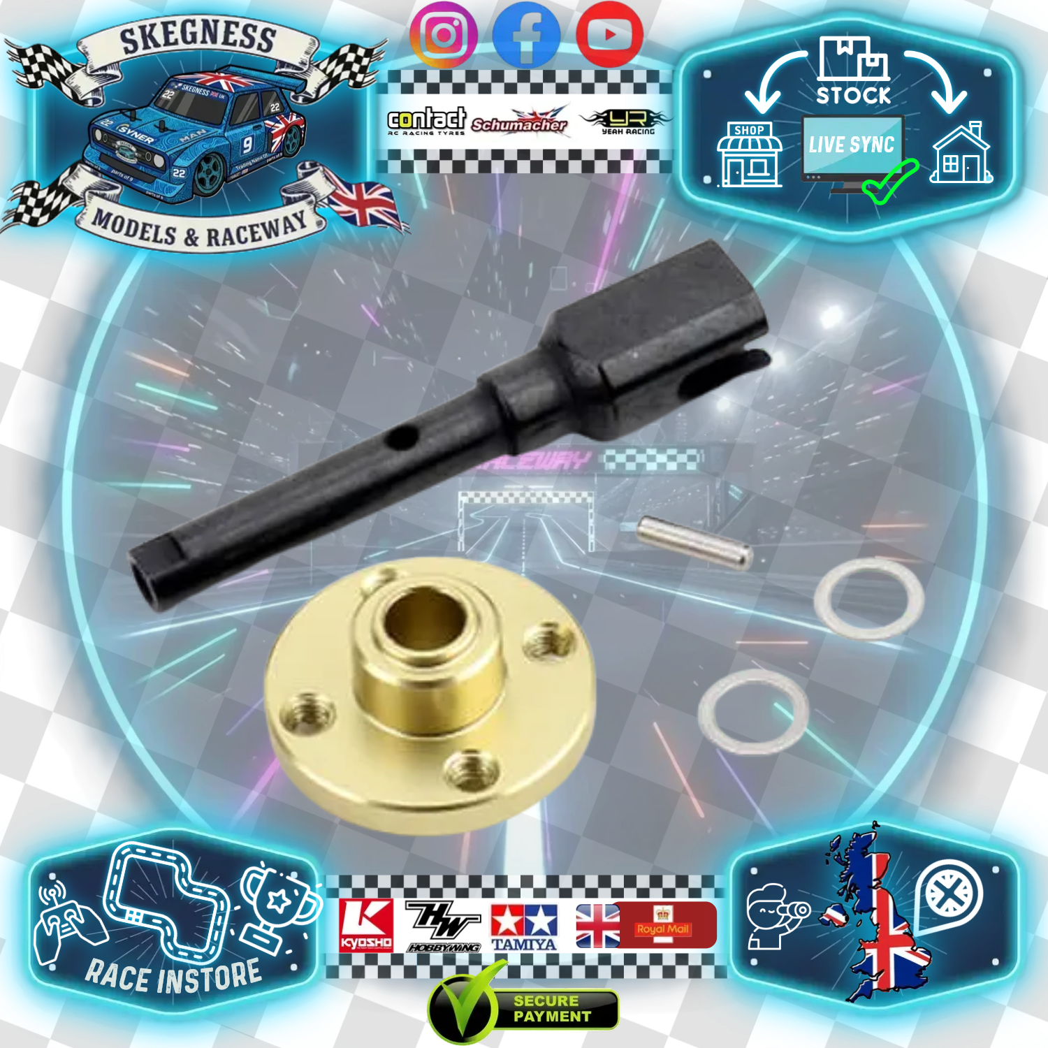 LOUISE / Carten - (GOLD) Rear Gearbox Input Shaft And Spur Gear Carrier (Geared Differential) - LNBA373 (For Orange use NBA373)